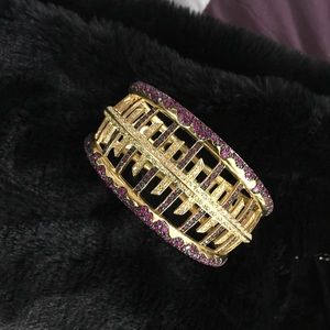 Adrienne Fuschia White Zirconia Pave Goldplated